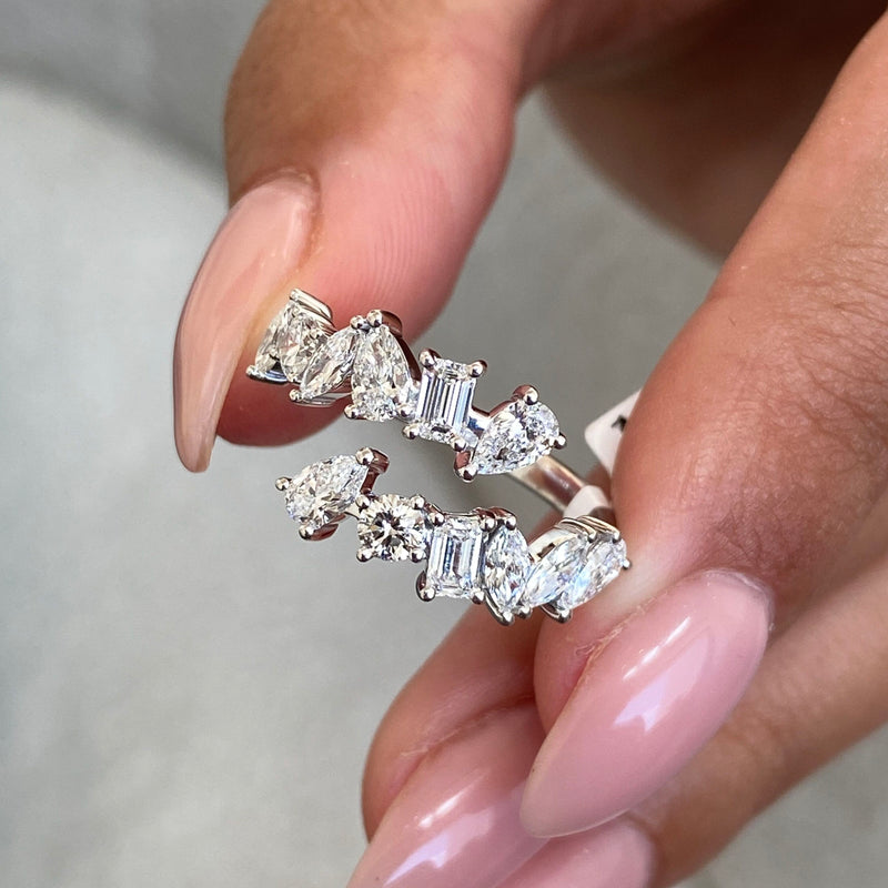 Diamond Wrap Ring 1.48 Carat White Gold 14K