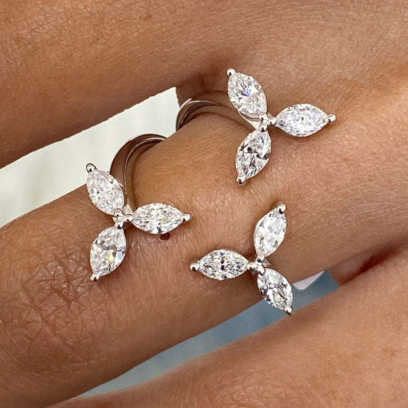 Diamond Wrap Ring 1.03 Carat White Gold 14K