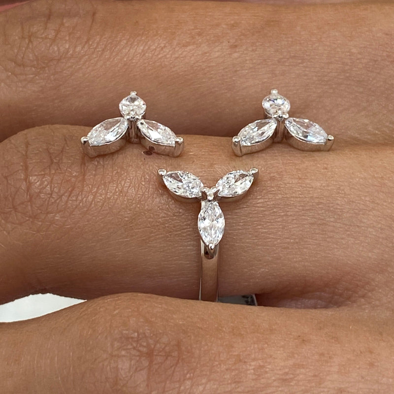 Diamond Wrap Ring 1.03 Carat White Gold 14K