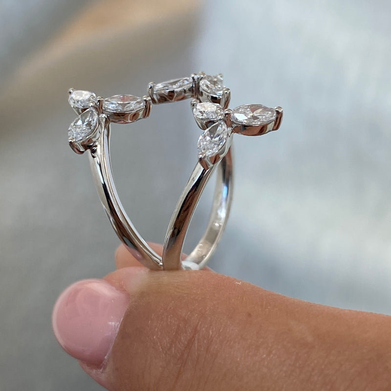 Diamond Wrap Ring 1.03 Carat White Gold 14K