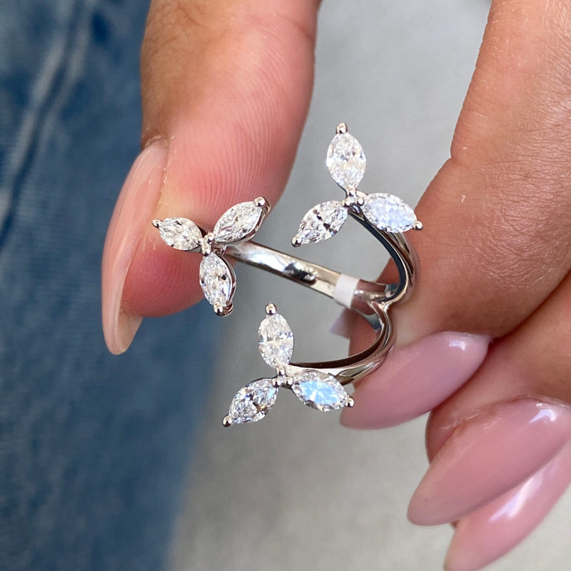 Diamond Wrap Ring 1.03 Carat White Gold 14K