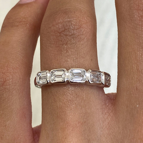 Diamond 5 Stone Ring 1.09 Carat White Gold 14K