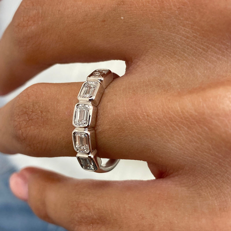 Diamond 5 Stone Ring 1.09 Carat White Gold 14K