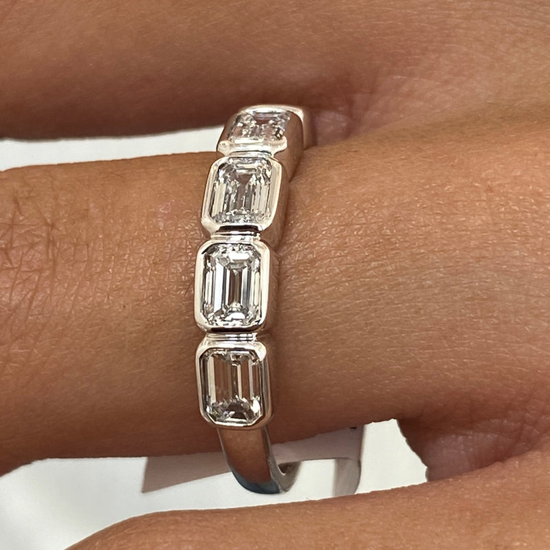 Diamond 5 Stone Ring 1.09 Carat White Gold 14K