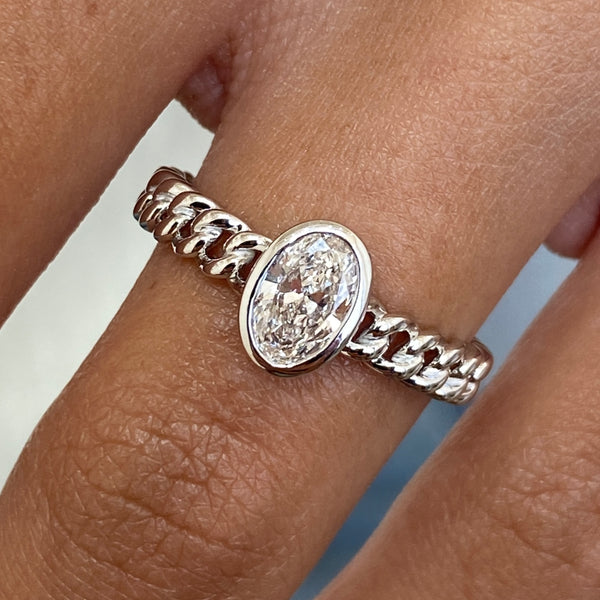 Diamond Solitaire Ring 0.52 Carat White Gold 14K