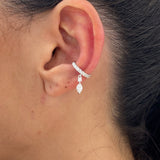 Diamond Cuff Earrings 0.49 Carat White Gold 14K
