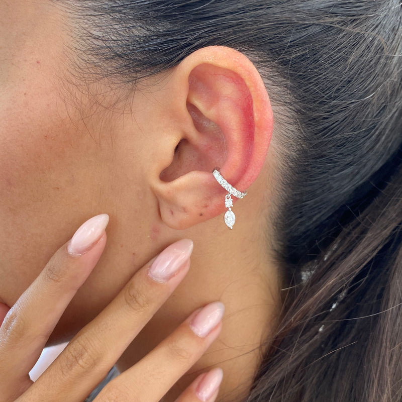 Diamond Cuff Earrings 0.49 Carat White Gold 14K