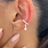 Diamond Cuff Earrings 0.49 Carat White Gold 14K