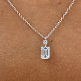 Emerald-cut Diamond Pendant Necklace, Solid White Gold