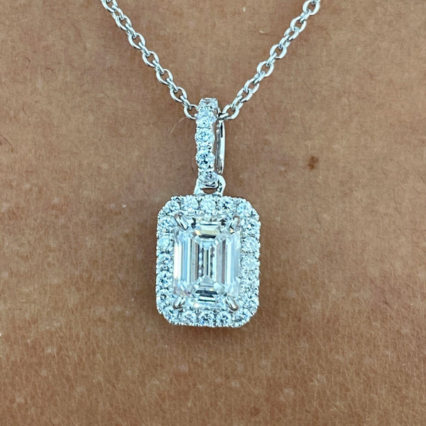 Diamond Pendant Necklace 1.37 Carat White Gold 14K