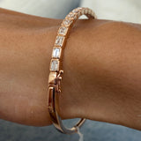 Diamond Bangle Bracelet 1.90 Carat Rose Gold 14K