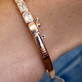 Diamond Bangle Bracelet 1.90 Carat Rose Gold 14K