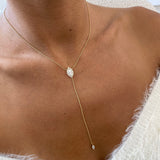 Diamond Lariat Necklace 1.1 ct Yellow Gold