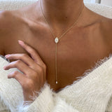 Diamond Lariat Necklace 1.1 ct Yellow Gold