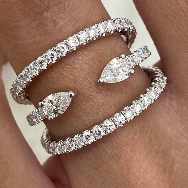 Diamond Statement Ring 1.52 Carat White Gold 14K