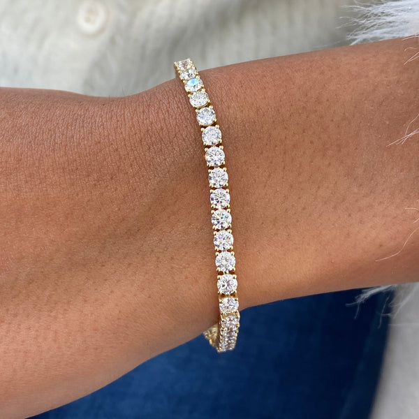 Diamond Tennis Bracelet 8.13 Carat Yellow Gold 14K