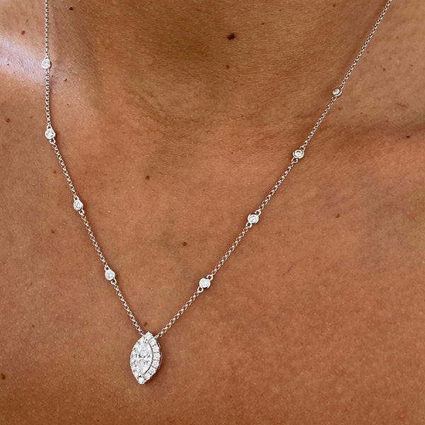 Diamond Chain Necklace 0.89 Carat White Gold 14K