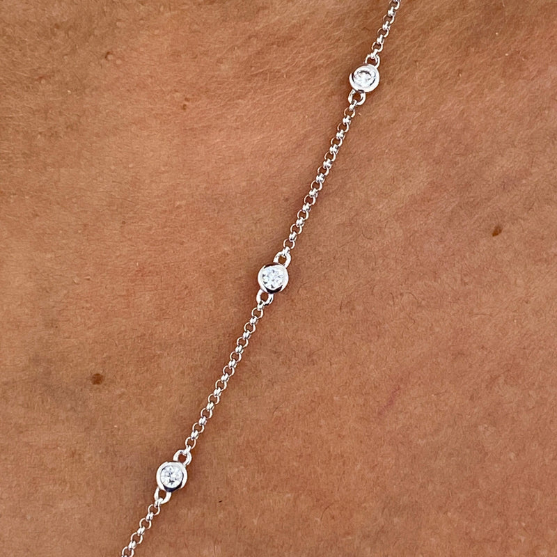 Diamond Chain Necklace 0.89 Carat White Gold 14K