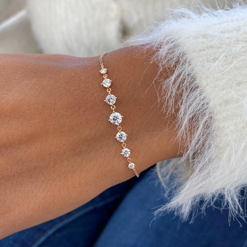 Diamond Chain Bracelet 1.01 Carat Rose Gold 14K