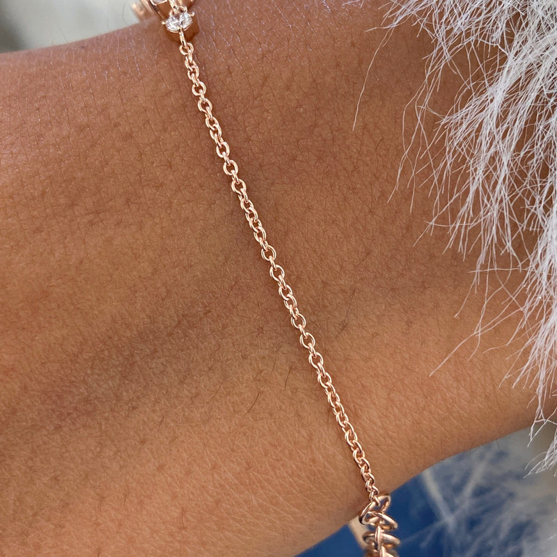 Diamond Chain Bracelet 1.01 Carat Rose Gold 14K