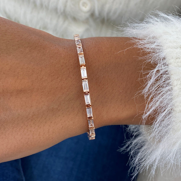 Diamond Bangle Bracelet 5.88 Carat Rose Gold 14K