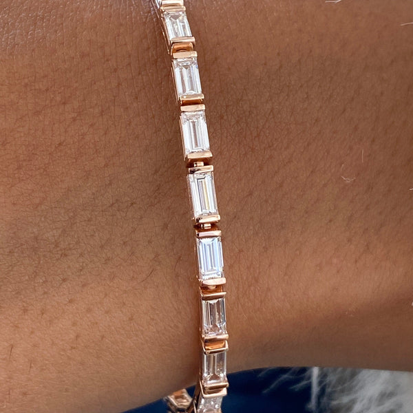 Diamond Bangle Bracelet 5.88 Carat Rose Gold 14K