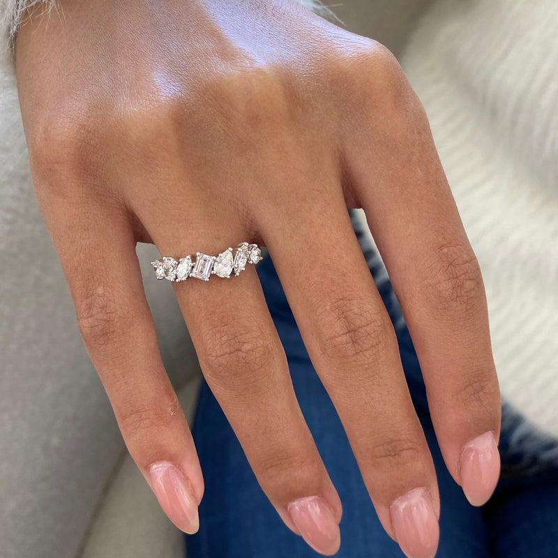 Diamond Stackable Ring 1.12 Carat White Gold 14K