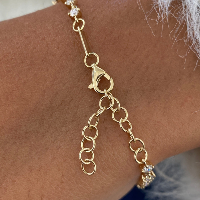 Links Round Diamond Bracelet 1.79 ct TCW , Yellow Gold 14K