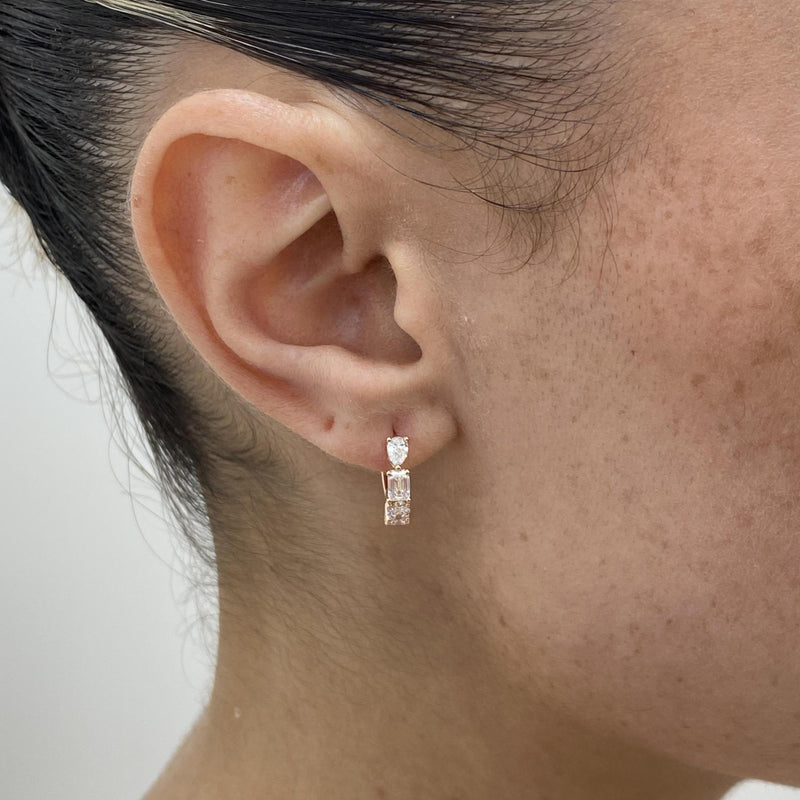 Diamond Hoop Earrings 1.15 ct Rose Gold