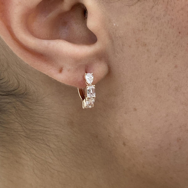 Diamond Hoop Earrings 1.15 ct Rose Gold