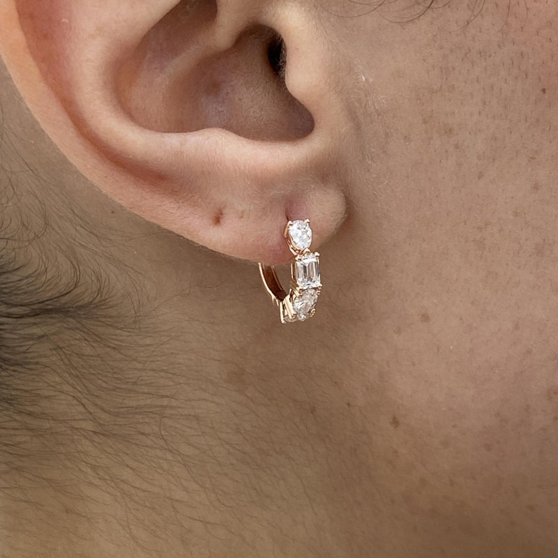 Diamond Hoop Earrings 1.15 ct Rose Gold