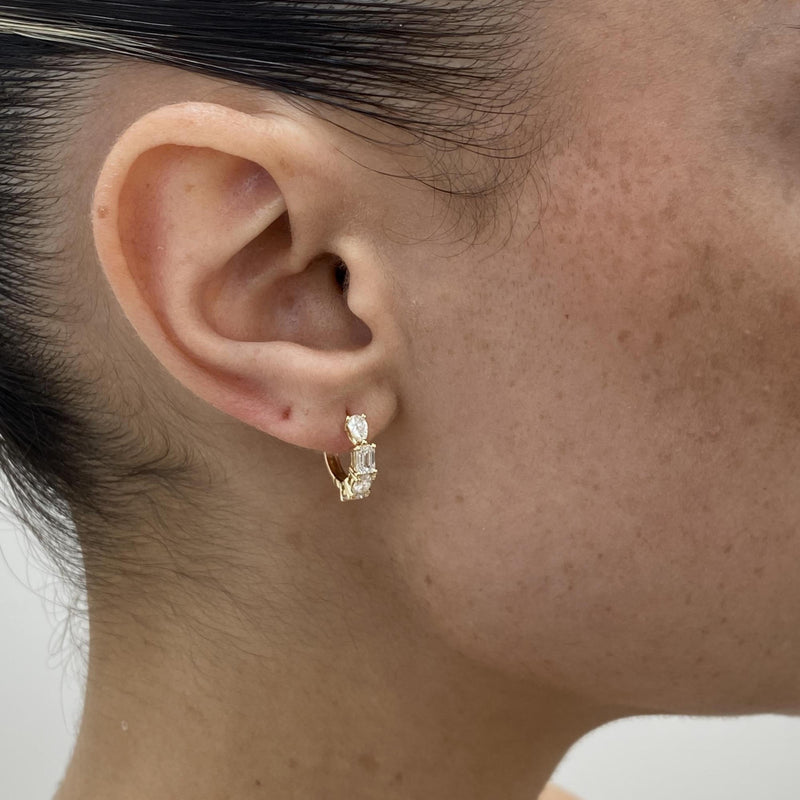 Diamond Hoop Earrings 1.25 ct Yellow Gold