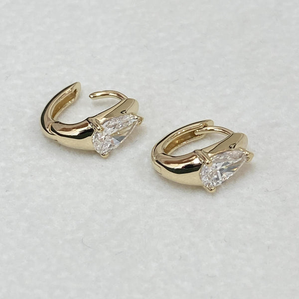 Diamond Huggie Earrings 0.85 Carat Yellow Gold 14K