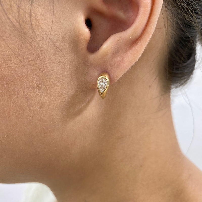 Diamond Hoop Earrings 0.7 ct Yellow Gold