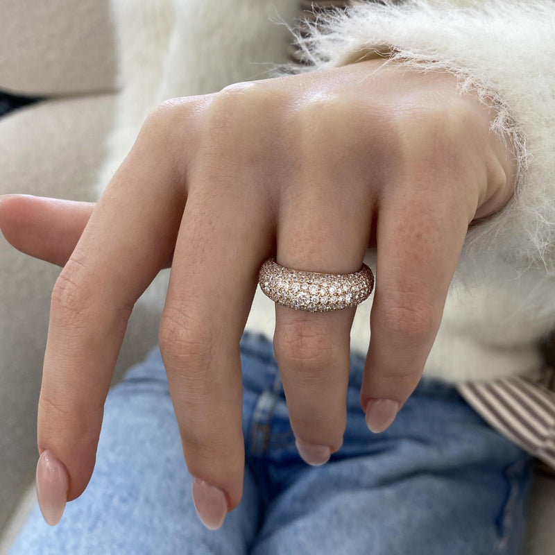 Diamond Dome Ring 3.08 Carat Rose Gold 14K