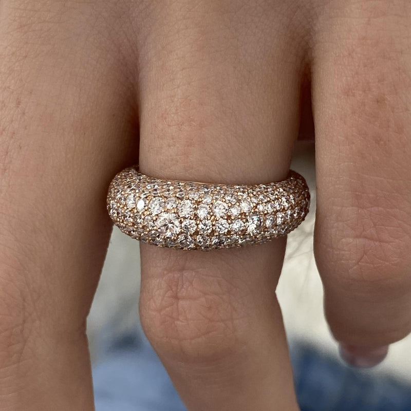 Diamond Dome Ring 3.08 Carat Rose Gold 14K