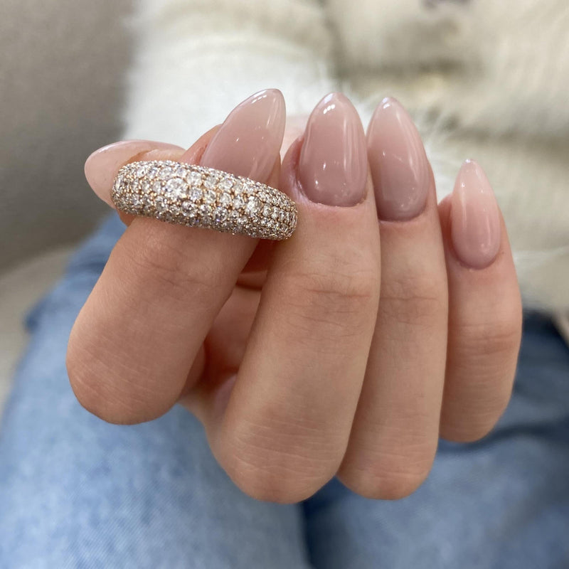 Diamond Dome Ring 3.08 Carat Rose Gold 14K