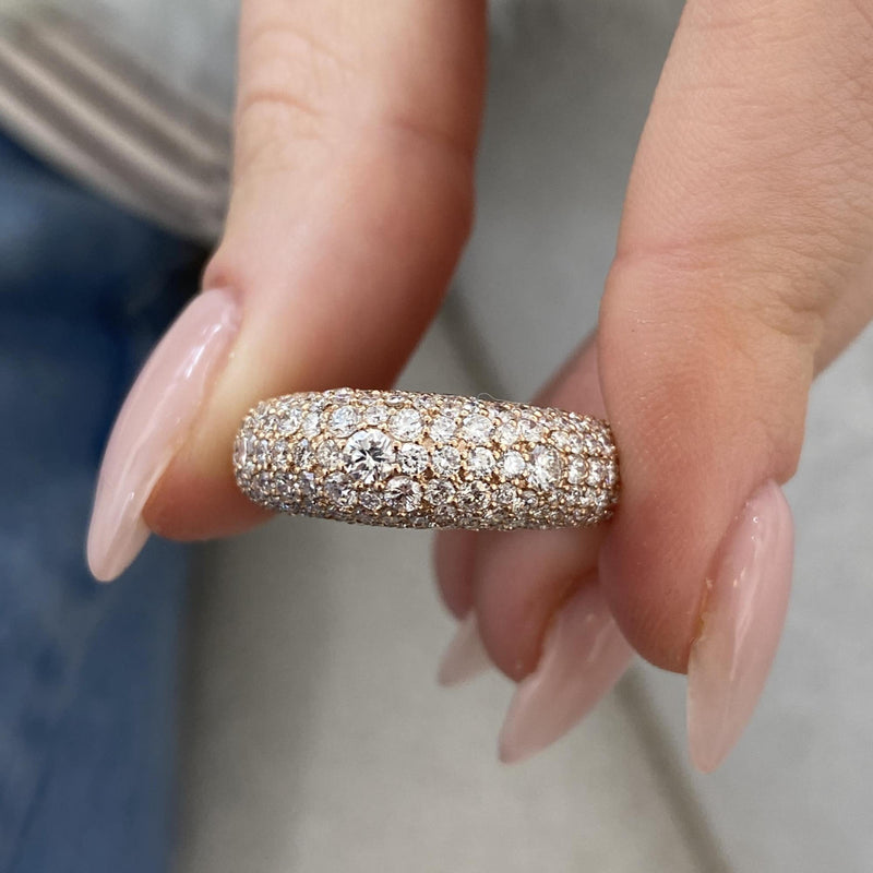Diamond Dome Ring 3.08 Carat Rose Gold 14K