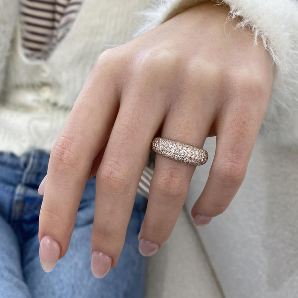 Diamond Dome Ring 3.08 Carat Rose Gold 14K