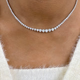 Diamond Tennis Necklace 9.24 Carat White Gold 14K