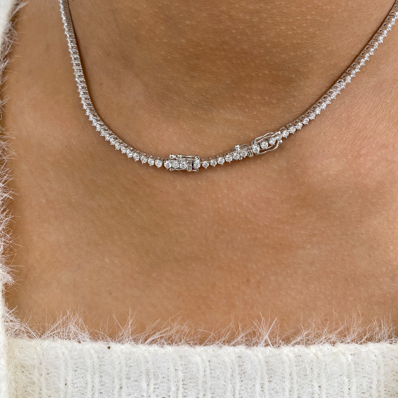 Diamond Tennis Necklace 9.2 ct White Gold