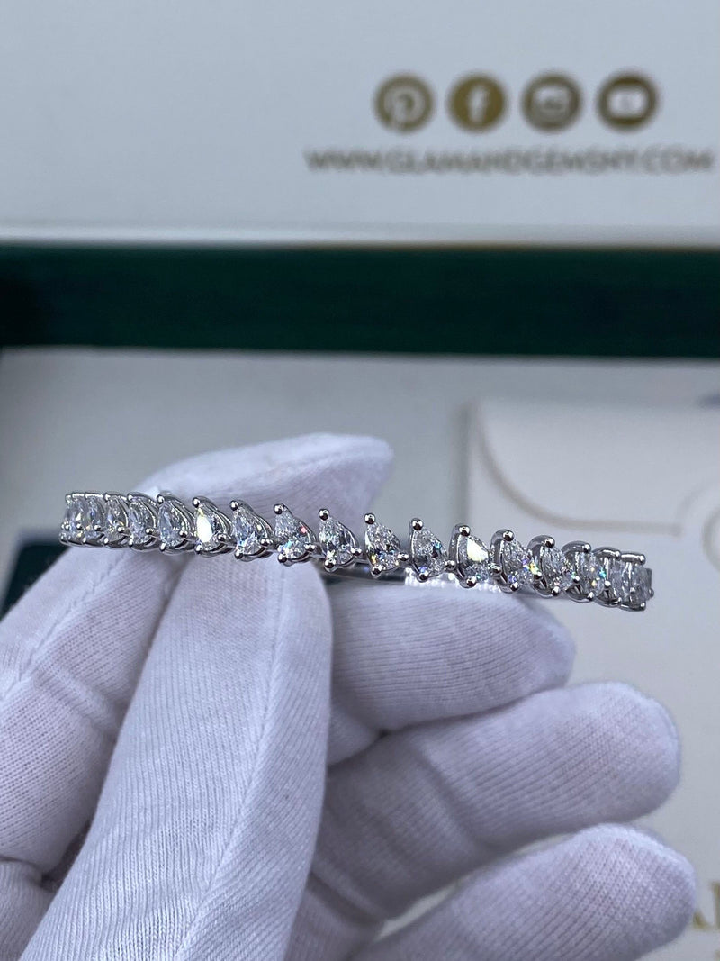 Diamond Bangle Bracelet 2.87 Carat White Gold 14K