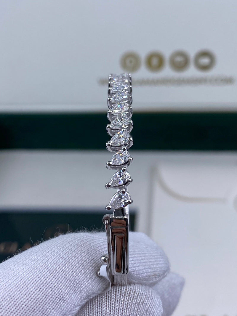 Diamond Bangle Bracelet 2.87 Carat White Gold 14K