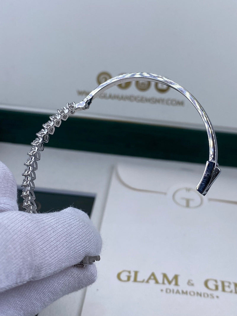 Diamond Bangle Bracelet 2.87 Carat White Gold 14K