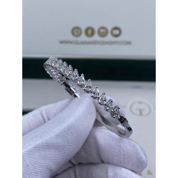 Diamond Bangle Bracelet 2.87 Carat White Gold 14K