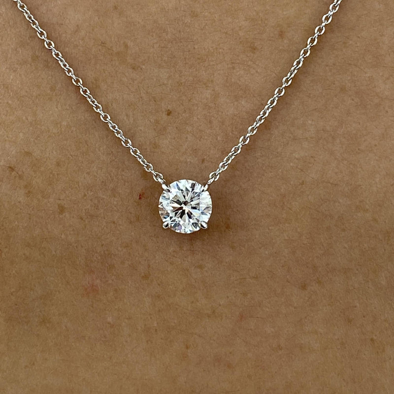 Diamond Pendant Necklace 1.5 ct White Gold