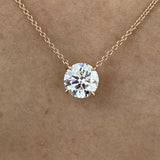 Diamond Pendant Necklace 1.5 ct Rose Gold
