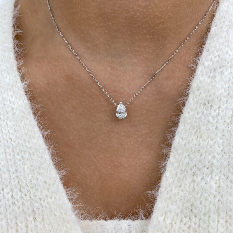 Diamond Pendant Necklace 1.5 ct White Gold