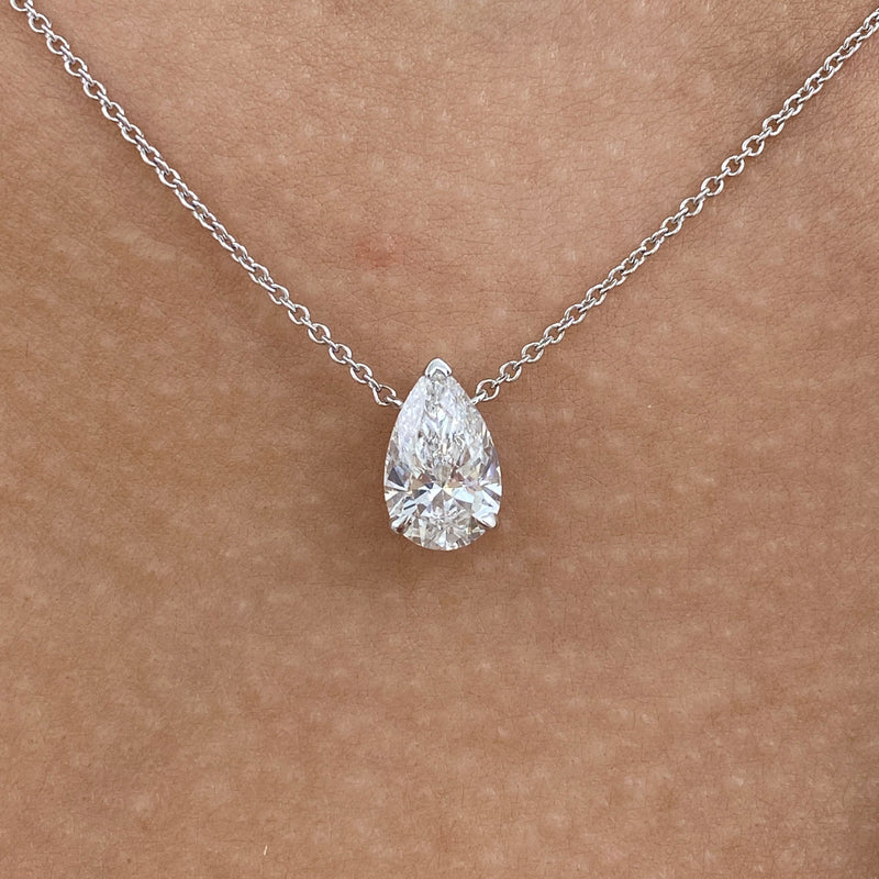 Diamond Pendant Necklace 1.5 ct White Gold