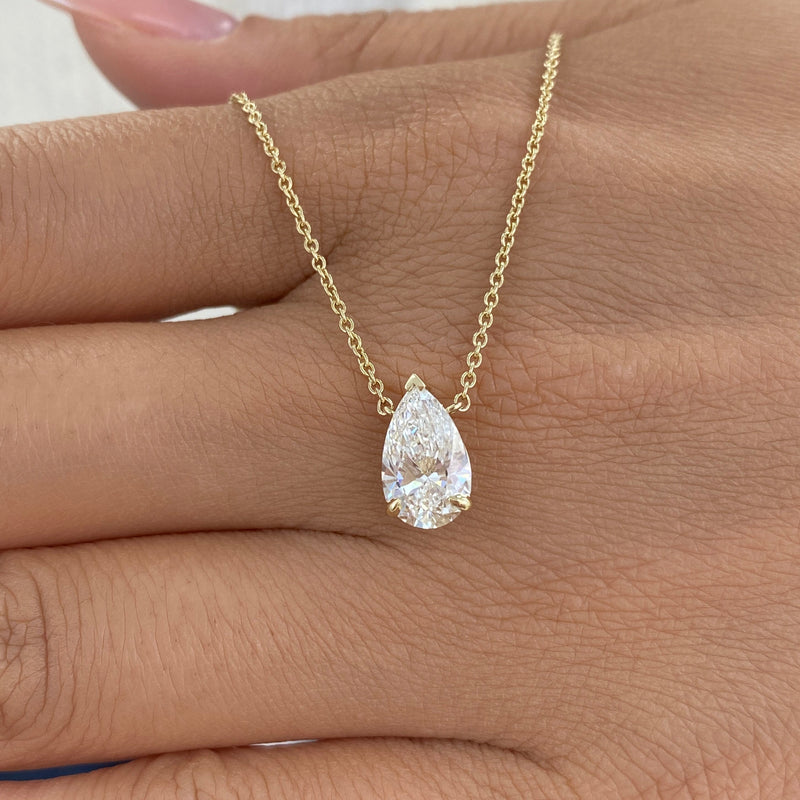 Diamond Pendant Necklace 1.5 ct Yellow Gold